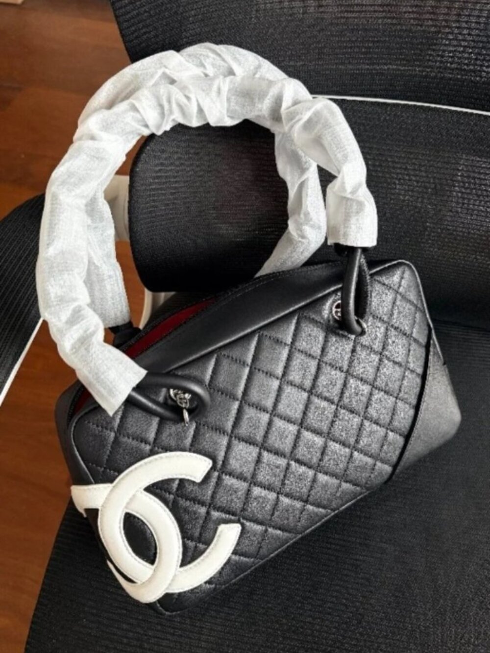 Chanel Vintage Black Lambskin Bowling Bag